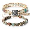Vintage Bohemian Handmade Hemp Rope Bracelet Imperial Stone Beaded 3D Bead Charm Bangle
