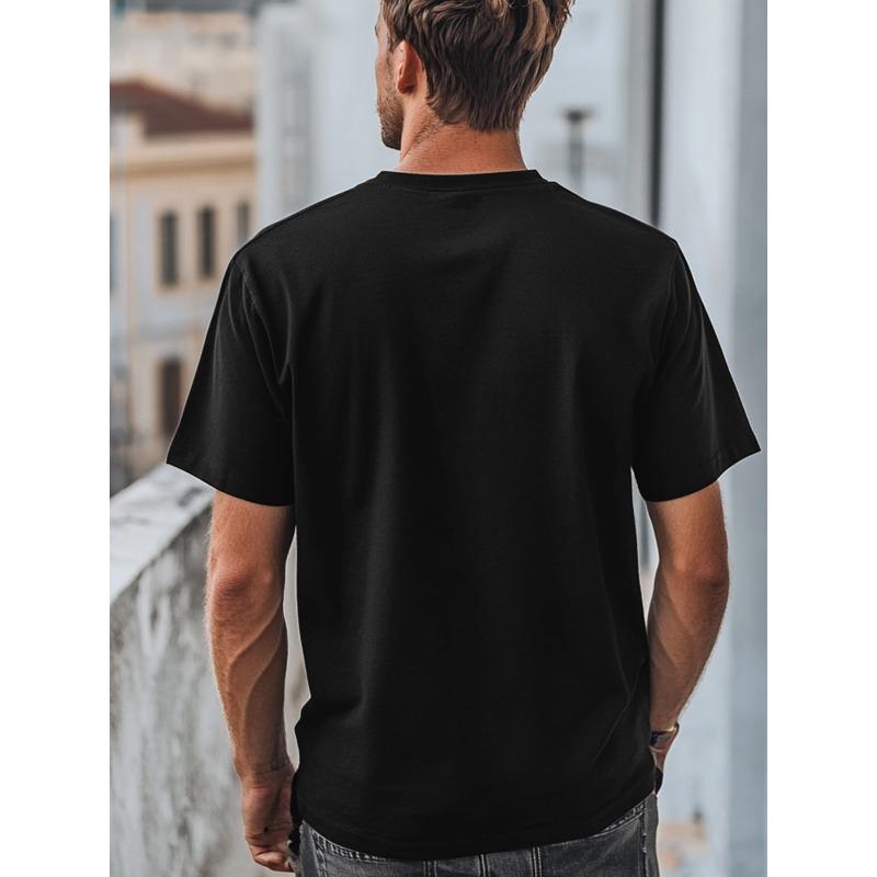 Herren-T-Shirt mit Palmen-Sonnenuntergangs-Print - Atmungsaktiv, Kurzarm, Rundhals, Lässig, Sommerliche Strandbekleidung für den täglichen Gebrauch