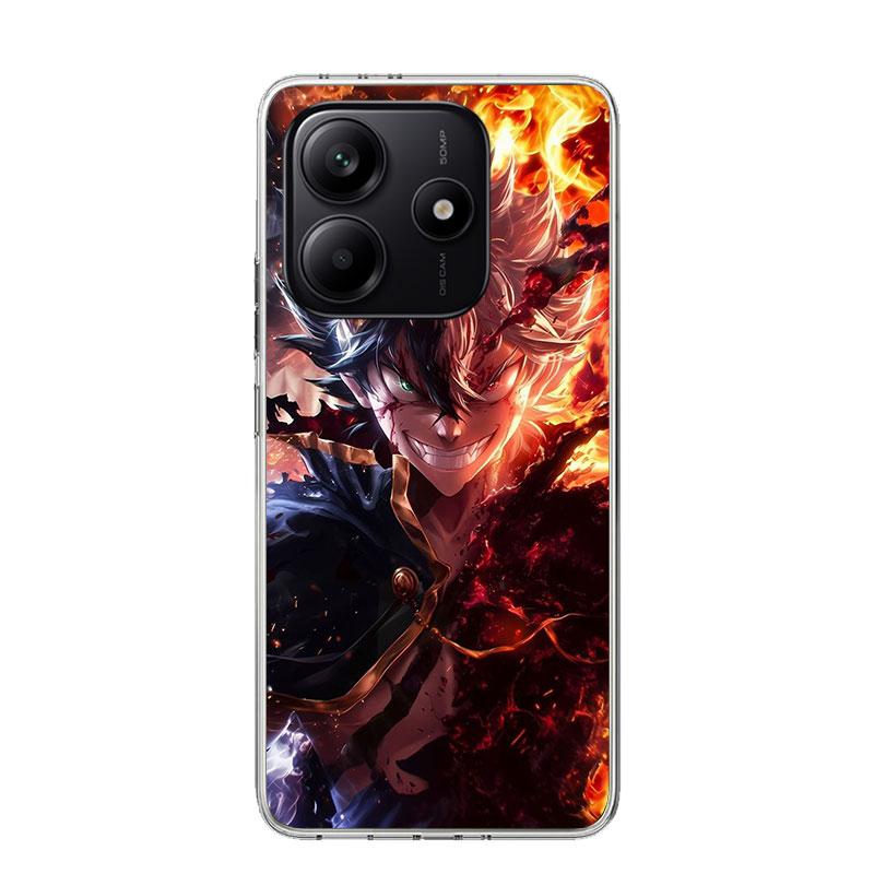 Black C-Clovers Anime Phone Case For Xiaomi Redmi Note 13 14 15 Pro Plus 12S 12 14S 11S 11E 10 10S 11 11T 5G 4G Cover Coque Redm