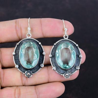Faceted Apatite Gemstone Earring 925 Sterling Silver Earring Dangle Earrings Original Apatite Jewelry Handmade Drop Earring Gifts For Mother