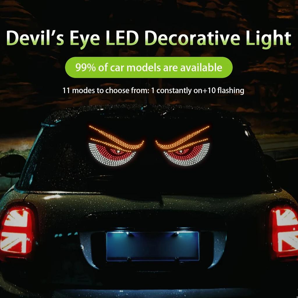 Car Devil's Eye, Car Lights, Car Sedans, SUVs, Rear Windows, Car Stickers, LED Dynamic Display Screen Decoration Accessories