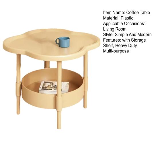 2-Tier Flower Shaped Side Table with Open Storage Shelf Multifunctional Nightstands Living Room Bedroom Office Sofa Couch Bedside Coffee Table