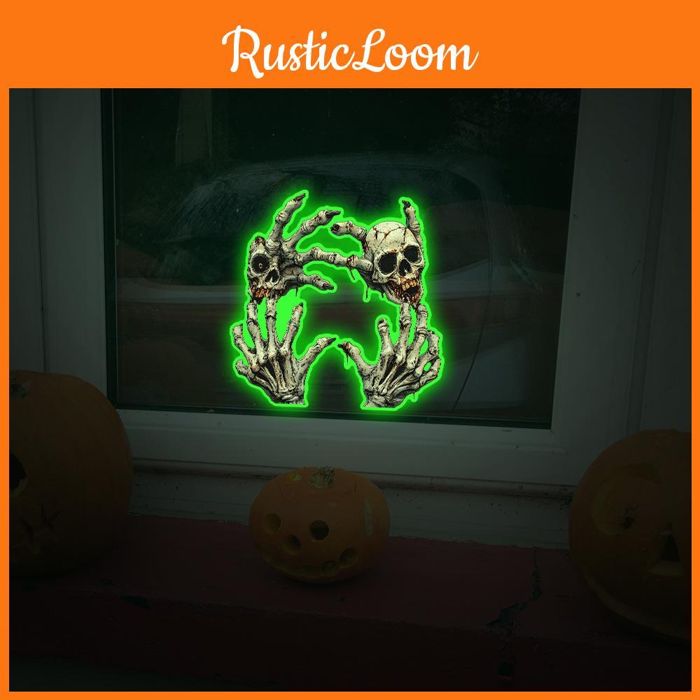 Glow Green Halloween Skull Palm Decal Wall Sticker For Home And Office Spaces