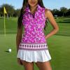 Women’s Sleeveless Golf Shirt with Zip Collar Printed Athletic Tank Top for Sports Tennis and Outdoor Activities