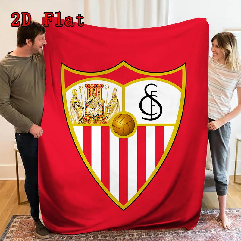 Sevilla FC Pattern Flannel Blanket High Quality All Seasons Warmth and Comfort Perfect for Christmas Gifts.