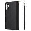 For Samsung Galaxy S25 FE Case Zipper Pocket PU Leather Phone Cover with Hand Strap