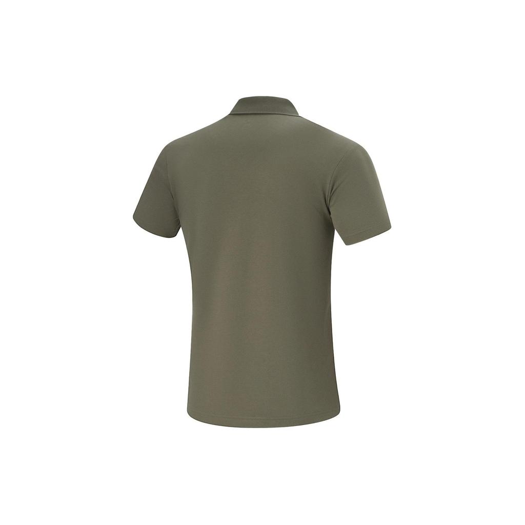 Li Ning Fitness Series Solid Color Durable Short Sleeve Polo Shirt Men tops Military-Green APLU117-7