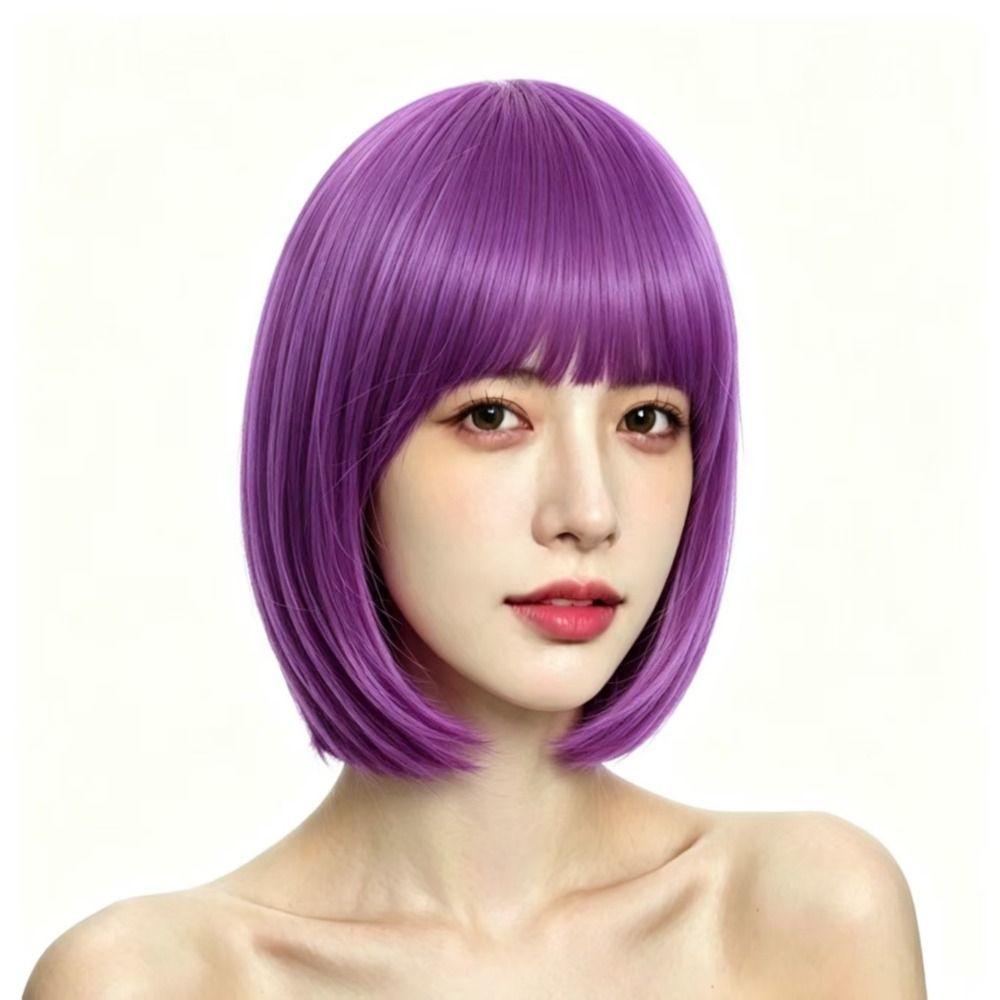 Bunte Lebendige Bob-Perücke Cosplay Kurzes Gerades Bob-Haar für Abschlussfeierlichkeiten