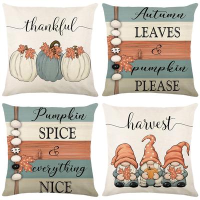 Autumn Print Pillow Cover Linen Square Home Sofa Cushion Cover Bedroom Pillow Cover