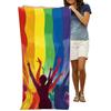 Toalha de Praia Vibrante Arco-Íris Pride - Microfibra Ultra-Absorvente de Secagem Rápida, Design Listrado Colorido para Celebrações LGBT, Perfeita