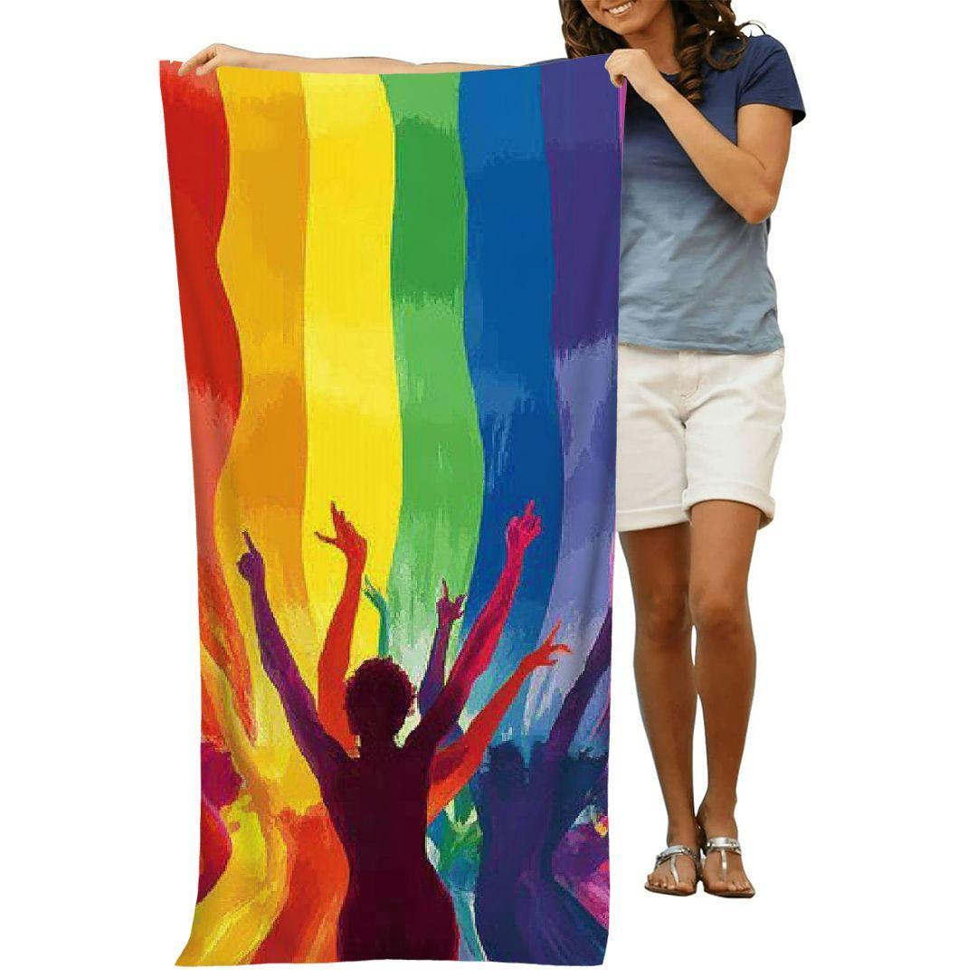 

Vibrant Rainbow Pride Beach Towel - Ultra-Absorbent Quick-Dry Microfiber, Colorful Striped Design for LGBT Celebrations, Perfect W40*H60(CM)