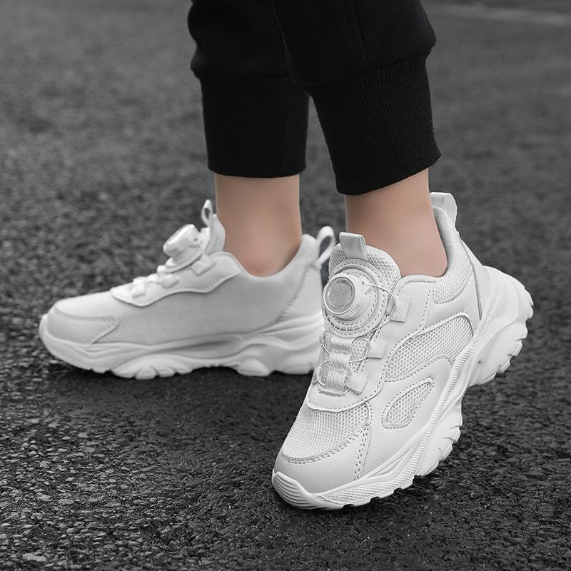 Mesh breathable classmates boys 2025 spring and autumn new children's sports shoes school children's button sports shoes