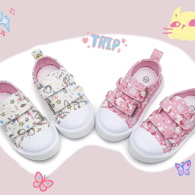 Niedlichen Kinder Turnschuhe Cartoon Atem Mädchen Schuh Einfache Mode Neue Leinwand Schuh Klassische Vielseitige Casual Schuhe Trendy Bord Schuhe