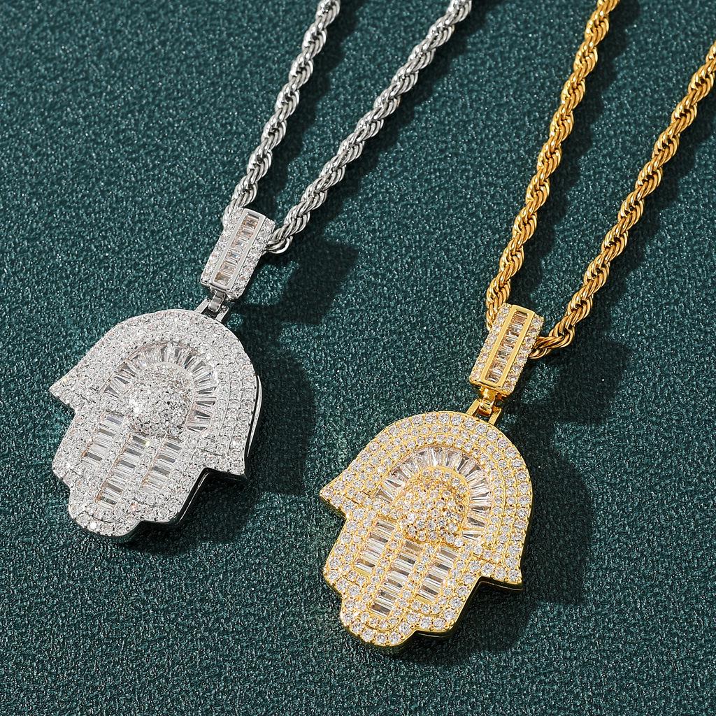 Fatima's Hand Diamond & Zircon Hip Hop Pendant