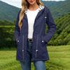 Women's Casual Hooded Trench Coat with Striped and Pockets