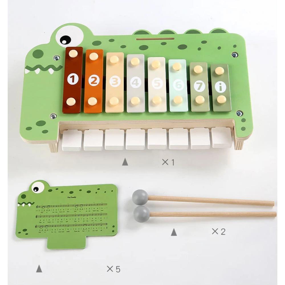 2-in-1 Musikinstrumente Montessori Spielzeug 8-Ton Xylophon Klavier Parish Musikspiel Lernspiel Holz Musikspielzeug für Kleinkinder