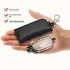 New Women Men Portable Folding Reading Glasses Keychain Antenna Anti-Radiation Anti Blue Light Eyewear Glasses with Storage Bag