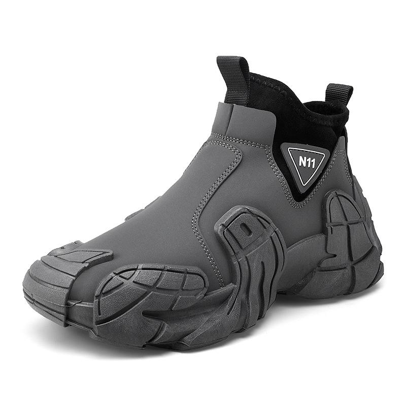 

Высокие бархатные хлопковые туфли, новые зимние бархатные утолщенные хлопковые туфли, мужские ботинки на толстой подошве, водонепроницаемые и нескользящие полусапожки 45