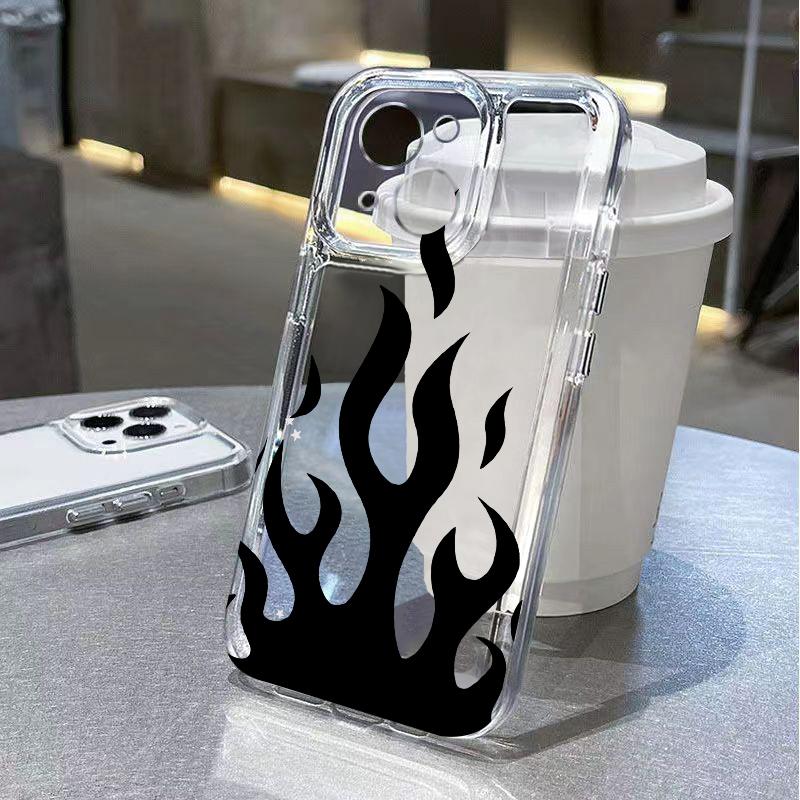 Fire Pattern Phone Case for iPhone 17 Air 16 15 14 13 12 11 Pro Max Plus Mini Xs X 8 7 Soft Transparent Cover Fundas Accessory