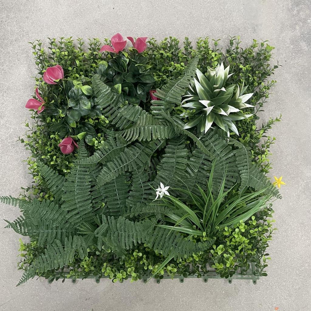50×50cm Artificial Green Plant Wall - Plastic Vertical Garden, Fake Flower Wall, Synthetic Turf Background