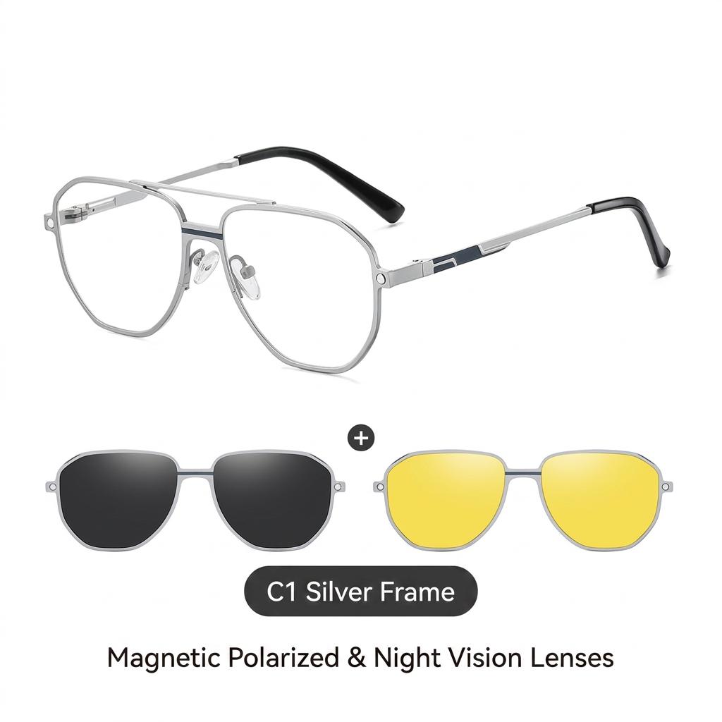 Aluminum-Magnesium Sunglasses Versatile Men S Polarized Sunglasses 3-In-1 Sunglasses Polarized For Cycling Driving Daily