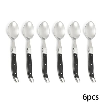 2/4/6pcs 8.6'' Black Wood Dinnerware Laguiole Style Table Spoons Set High Quality Restaurant Tableware Kitchen Cutlery 22CM