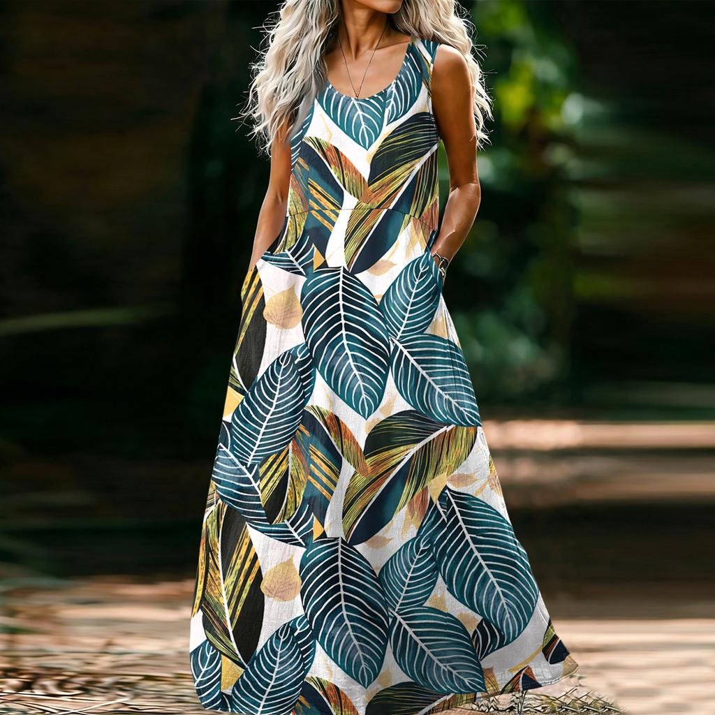 Women's Casual Fashion U-neck Sleeveless Dress