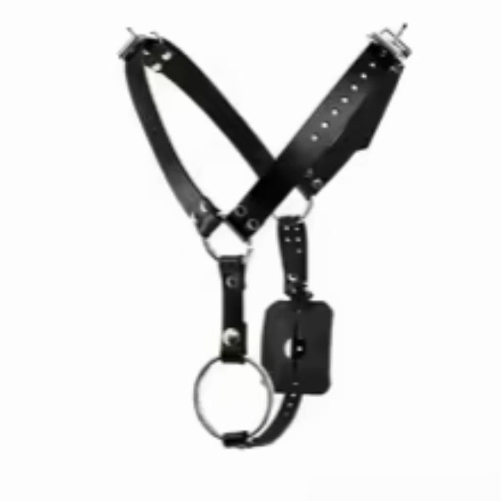 Chastity restraint Harness Adjustable Dual Pleasure PU Leather Male Chastity Belt Thong Panties Bondage Sex Toy for Men