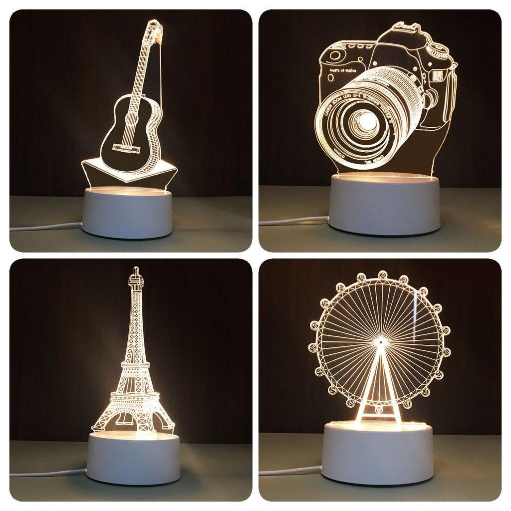 USB-Schreibtischlampe mit 3D-Effekt, Acrylplatte und LED-Beleuchtung für festliche Dekoration