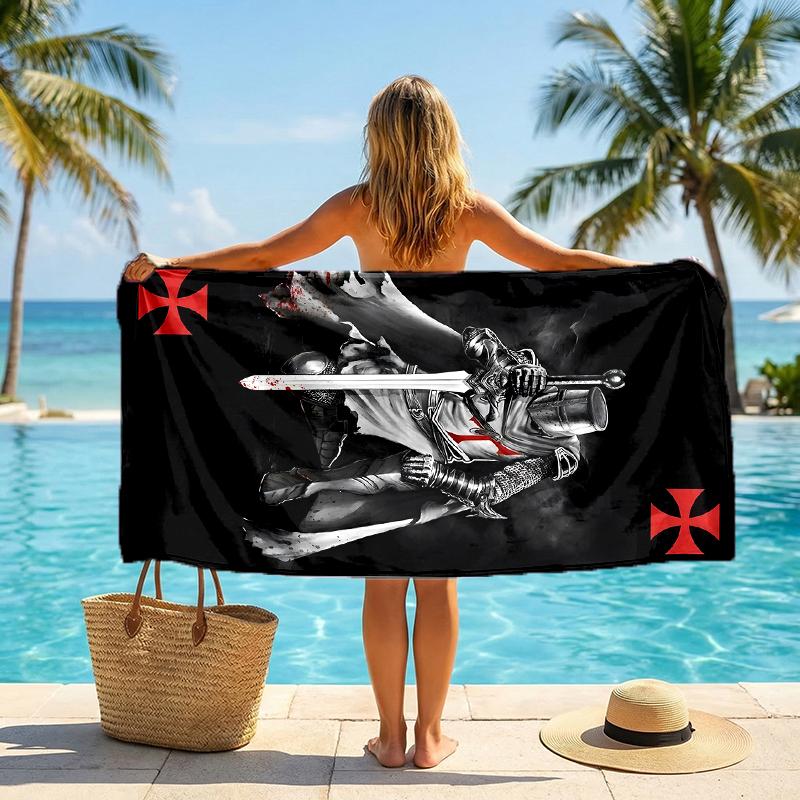 Cross Templars Knight Fashion Beach Towel: Ideal for Summer Adventures Soft, Absorbent and Quick Drying Suitable for Swimming and Bathing