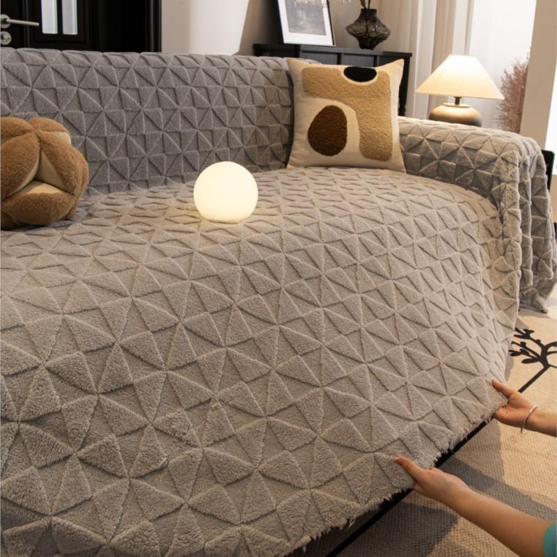 Funda Sofa Living Room Footprint Jacquard Thick Warm Sofa Throw  Winter Sherpa Camping Picnic Sofa Cover