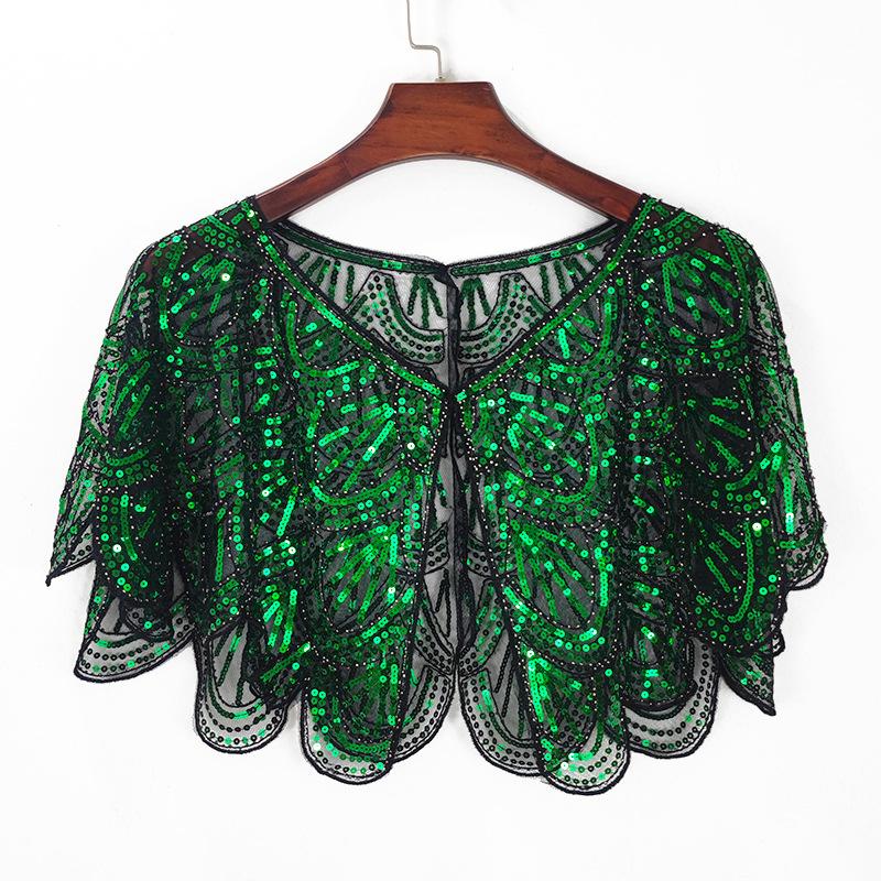Embroidered Sequin Detachable Shawl Shoulder Wrap Girls Lace False Collar Dress Decoration Collar Cape Clothes Accessories
