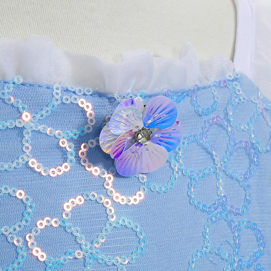 Cinderella Blue Princess Dress Girls Cosplay Theme Party Prom Gown Kids Birthday Gift Halloween Carnival Print Charm Clothing