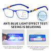 Multifokale Anti-Blaulicht-Lesebrille, Blaulicht-blockierender Augenschutz, quadratische Brille, PC, ultraleicht