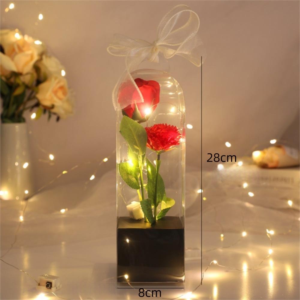 Popular Simulation Artificial Flower with Box Exquisite Fake Flower Gift Carnation Rose Bouquet Mother's Day
