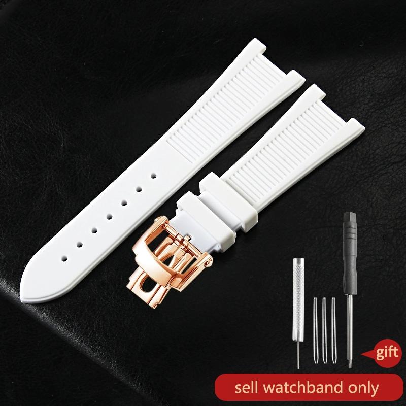 Para Patek Philippe Sport Elegante Serie Nautilus 5711/5712/5980 Correa de Reloj de Silicona Impermeable para Hombre 25x13mm