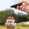 Plush Pendant Lion Dance Dog Keychain Soft Plush Doll Ornament with Hat And Bell Pendant Cute Red White Lucky Bag Charm Gift for Festival