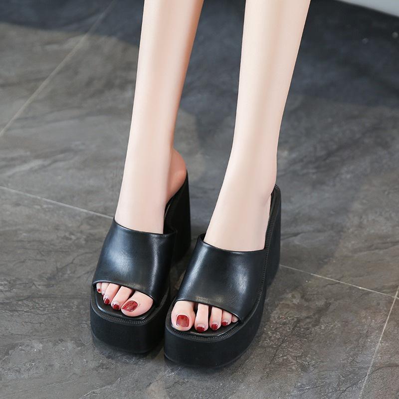 

Inner heightening sandals women s summer wedge heels high heels waterproof table muffin thick sole lightweight slippers 35 чёрный