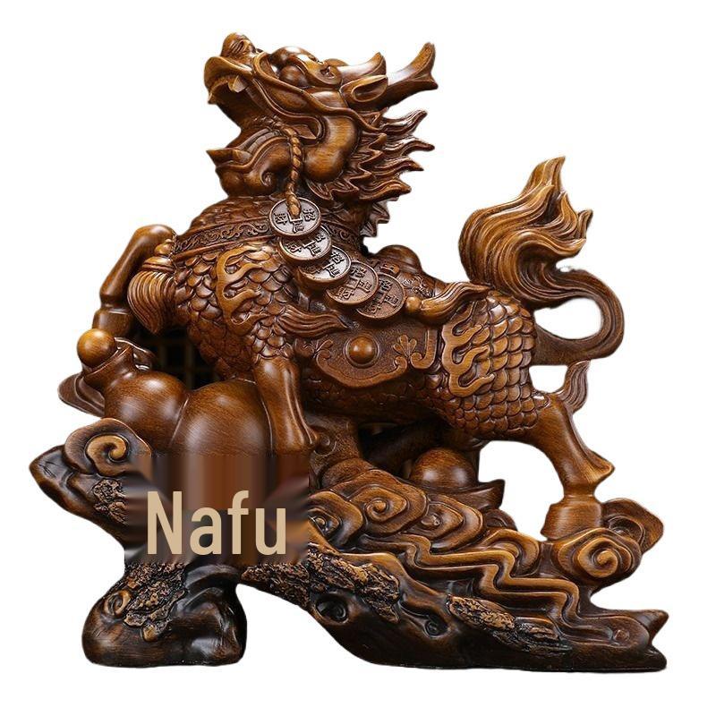 

Qilin Wealth-Attracting Ornament for Living Room & Wine Cabinet Decor - Perfect Housewarming or New Home Gift Wealth Qilin (Copper-Plated Color)