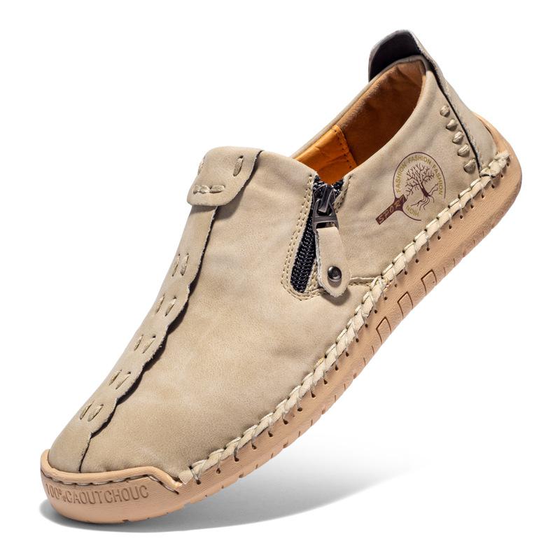 Fashion Handmade Leather Men Shoes Casual Slip On Loafers Breathable Leather Shoes Men Flats Hot Sale Moccasins Tooling Shoes Plus Size