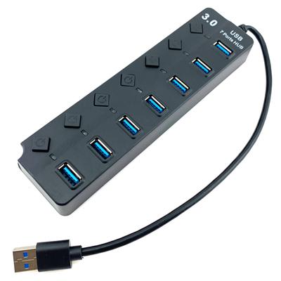 USB 3.0 Hub 7 Ports Expansion Power Switch 5V Charging Data PC Laptop Adapter