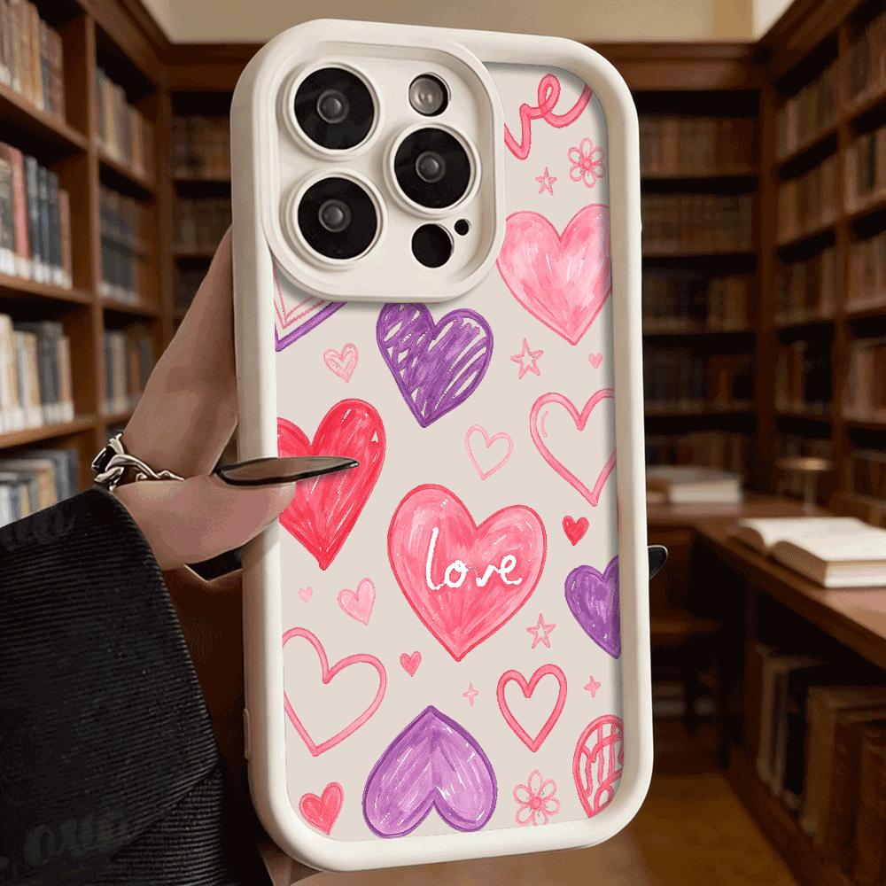 Watercolor Hearts Love Pattern Luxury Anti-Slip Phone Case For Xiaomi Redmi Note 15 14 13 12 11 10 9 Pro Full Protective Cover
