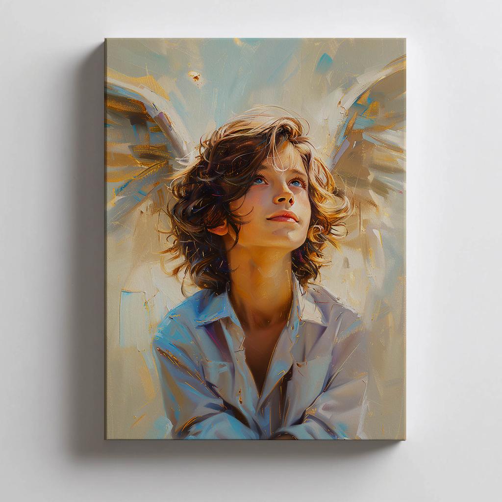 Plakat Niebiański Chłopiec Plakat Niebiański Chłopiec, 30X40 Cm, Rama Drewniana Ciemny Brąz, Papier Matowy 230 Gsm