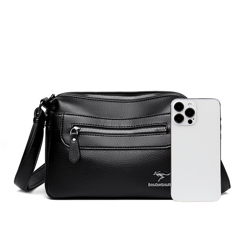 Fashionable Women's Leather Crossbody Bag, Elegant Shoulder Bag, Women's Large Capacity Crossbody Bag, Retro Shoulder Bag, Multi Pocket Shoulder Bag