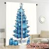 2 szt., Zasłony Niebieskie Choinka Prezenty (2) Popularne Zasłony Drukowane Cyfrowo 100% Poliester Zasłony Świąteczne do Salonu,