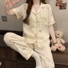 Short-sleeved Trousers, Summer Pajamas, Women's Cardigan, Casual Home Service 2-piece Suit