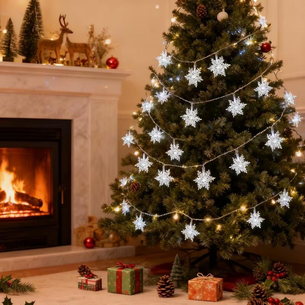 Xiaomi Christmas Snowflake LED String Lights Battery Operated Fairy Lights Xmas Tree Wedding Party Garland Holiday Decoration Lighting