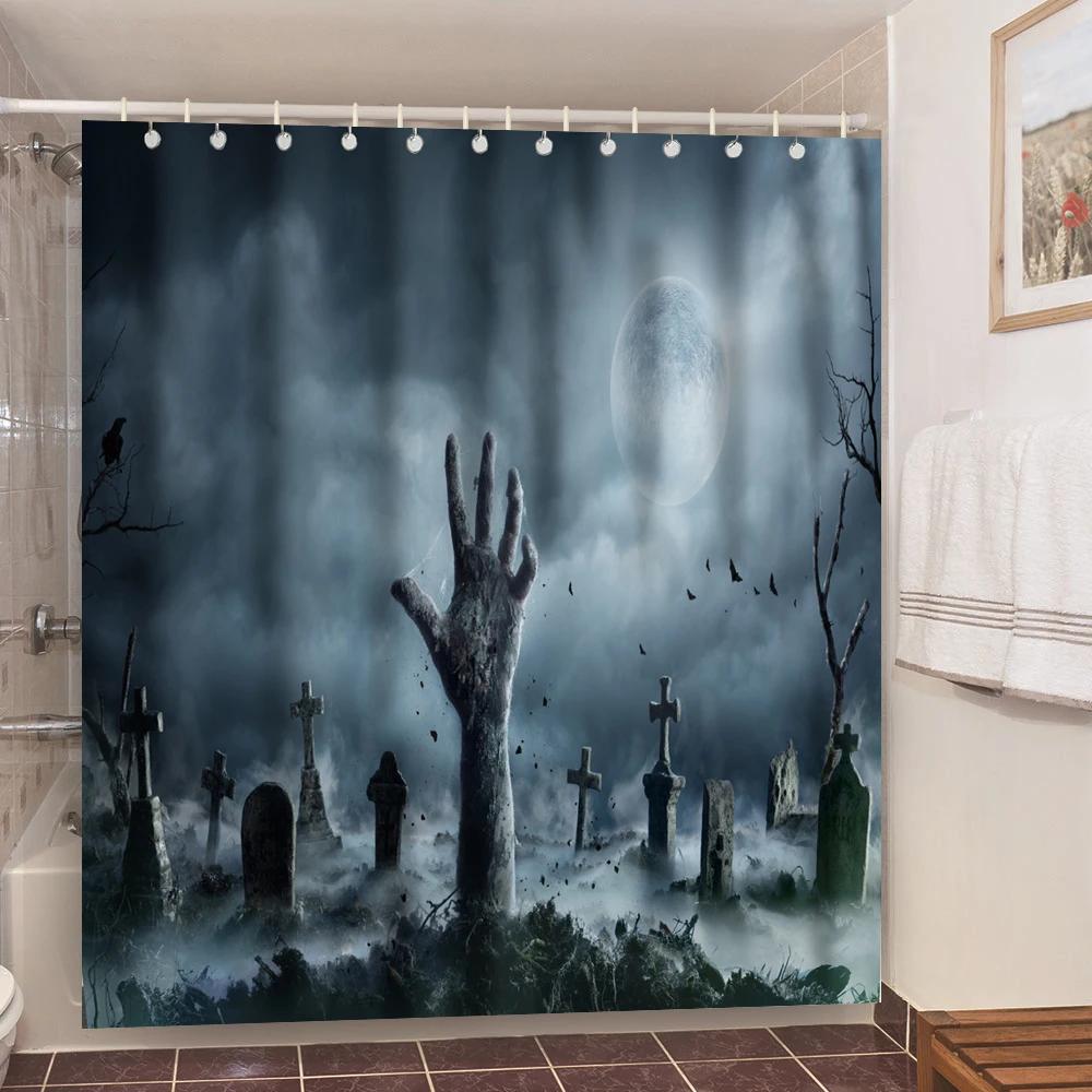 Skull Shower Curtain Waterproof Polyester Fabric Gothic Halloween Sexy Woman Love Print Shower Curtain Cortina De La Ducha