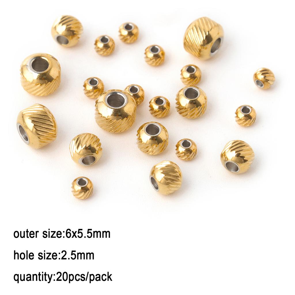 1pack Stainless Steel Loose Beads Screw Grid Oblique Straight Line Tube Shape Beads for Jewelry Making Diy Bracelet Accessories