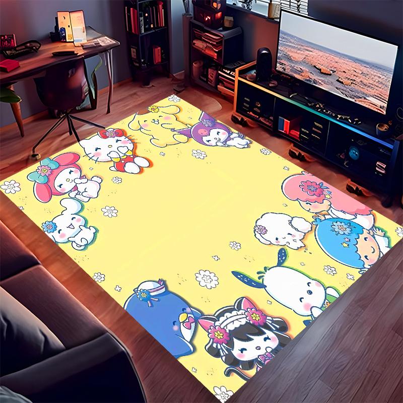 1pc Sanrio1 Print Area Rug - Soft, Washable Non-Slip Indoor Mat for Office Chairs, Living Room, Home Office Decorative Rug